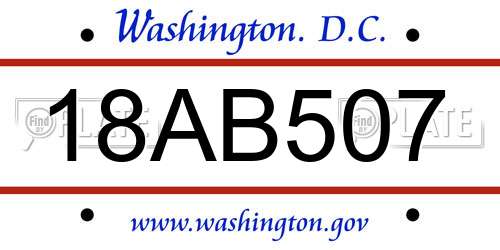 18AB507 District Of Columbia License Plate