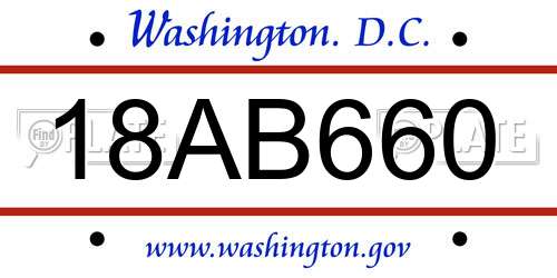 18AB660 District Of Columbia License Plate
