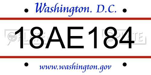 18AE184 District Of Columbia License Plate