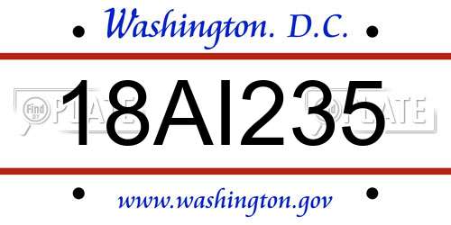 18AI235 District Of Columbia License Plate