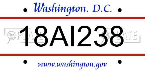 18AI238 District Of Columbia License Plate
