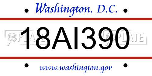 18AI390 District Of Columbia License Plate