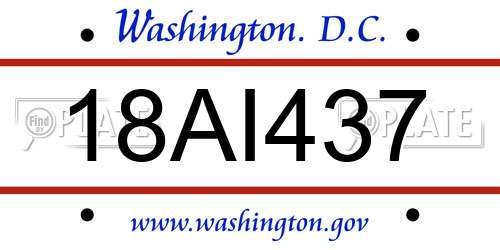 18AI437 District Of Columbia License Plate