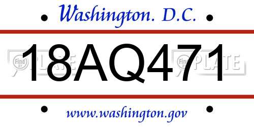 18AQ471 District Of Columbia License Plate