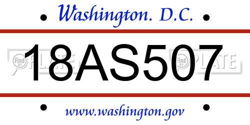 18AS507 District Of Columbia License Plate