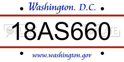 18AS660 District Of Columbia License Plate
