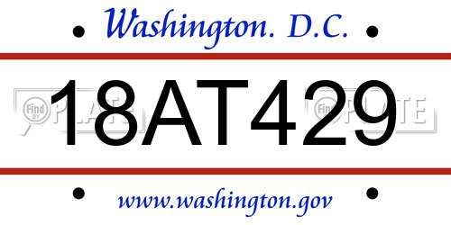 18AT429 District Of Columbia License Plate