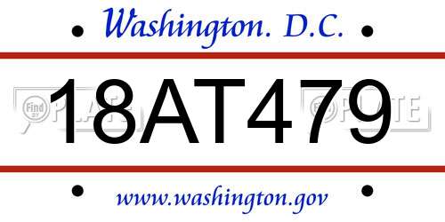 18AT479 District Of Columbia License Plate