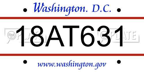 18AT631 District Of Columbia License Plate