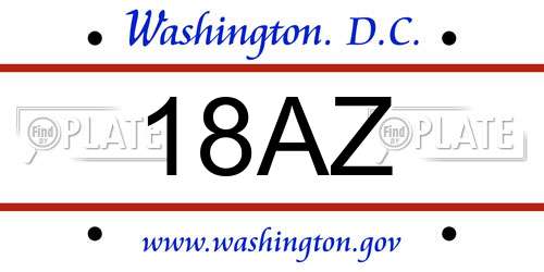 18AZ District Of Columbia License Plate