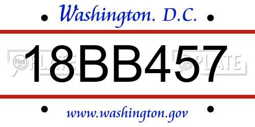 18BB457 District Of Columbia License Plate