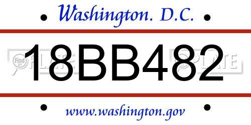 18BB482 District Of Columbia License Plate