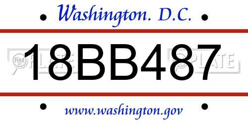 18BB487 District Of Columbia License Plate