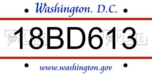 18BD613 District Of Columbia License Plate
