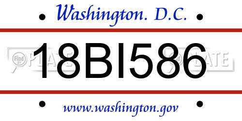 18BI586 District Of Columbia License Plate