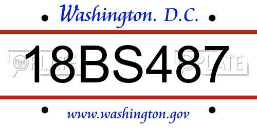 18BS487 District Of Columbia License Plate