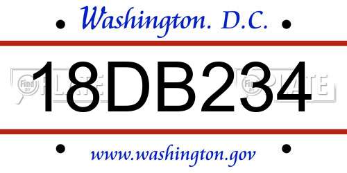 18DB234 District Of Columbia License Plate