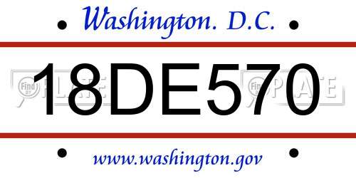 18DE570 District Of Columbia License Plate