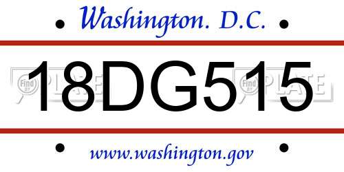 18DG515 District Of Columbia License Plate