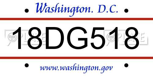 18DG518 District Of Columbia License Plate