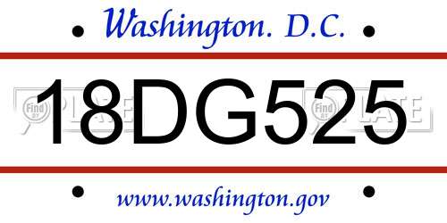 18DG525 District Of Columbia License Plate