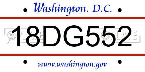 18DG552 District Of Columbia License Plate