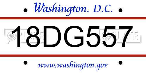 18DG557 District Of Columbia License Plate