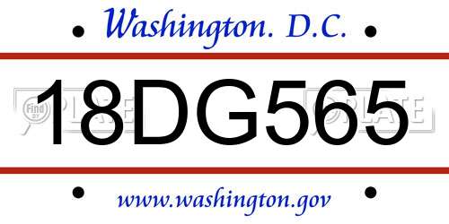 18DG565 District Of Columbia License Plate