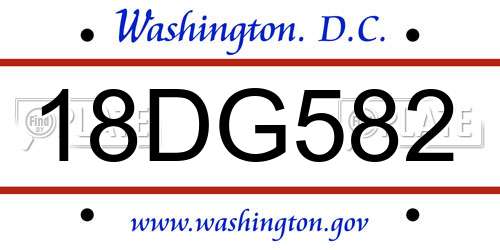 18DG582 District Of Columbia License Plate