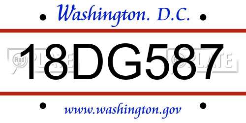 18DG587 District Of Columbia License Plate