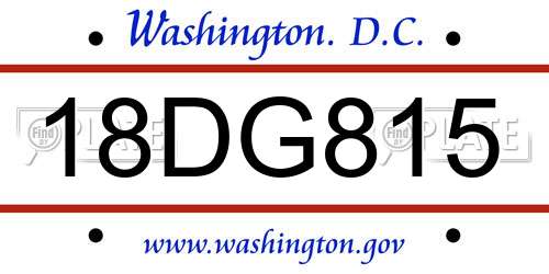 18DG815 District Of Columbia License Plate