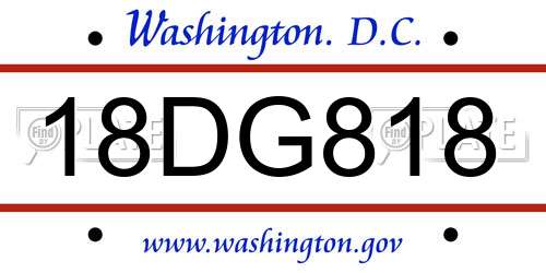 18DG818 District Of Columbia License Plate