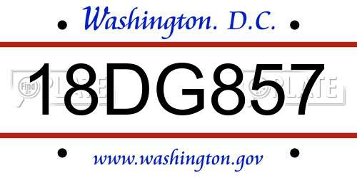 18DG857 District Of Columbia License Plate