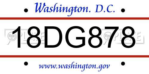 18DG878 District Of Columbia License Plate