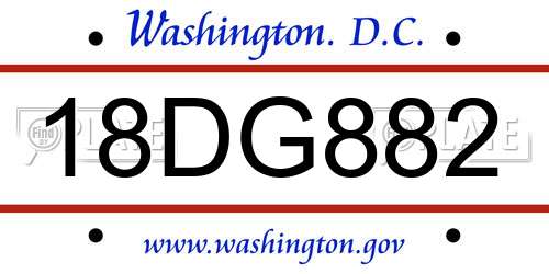 18DG882 District Of Columbia License Plate