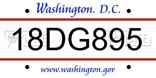 18DG895 District Of Columbia License Plate