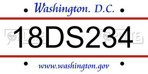 18DS234 District Of Columbia License Plate