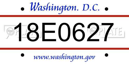 18E0627 District Of Columbia License Plate