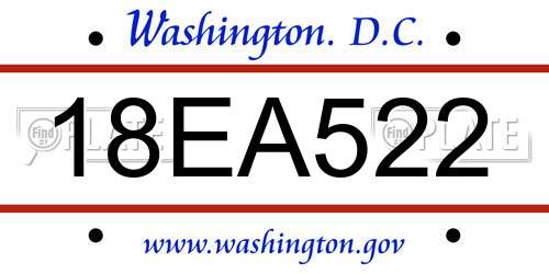 18EA522 District Of Columbia License Plate