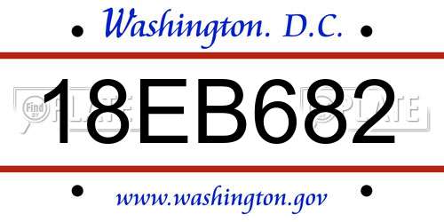 18EB682 District Of Columbia License Plate