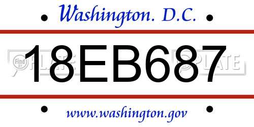 18EB687 District Of Columbia License Plate