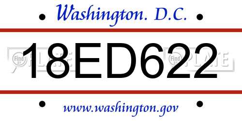 18ED622 District Of Columbia License Plate