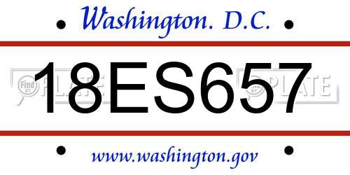 18ES657 District Of Columbia License Plate