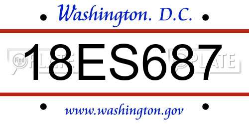 18ES687 District Of Columbia License Plate