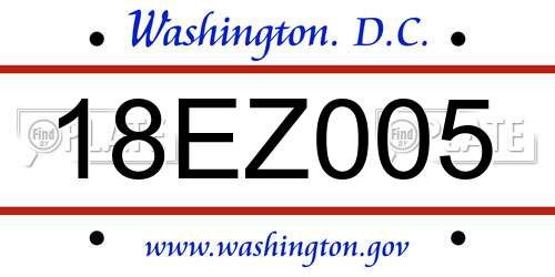 18EZ005 District Of Columbia License Plate
