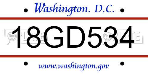 18GD534 District Of Columbia License Plate
