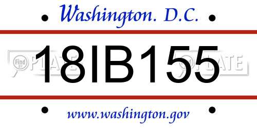 18IB155 District Of Columbia License Plate