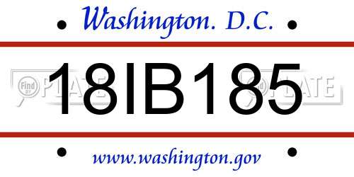 18IB185 District Of Columbia License Plate