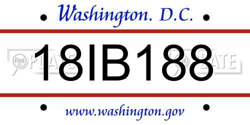 18IB188 District Of Columbia License Plate