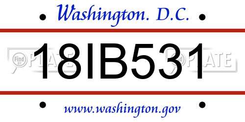 18IB531 District Of Columbia License Plate